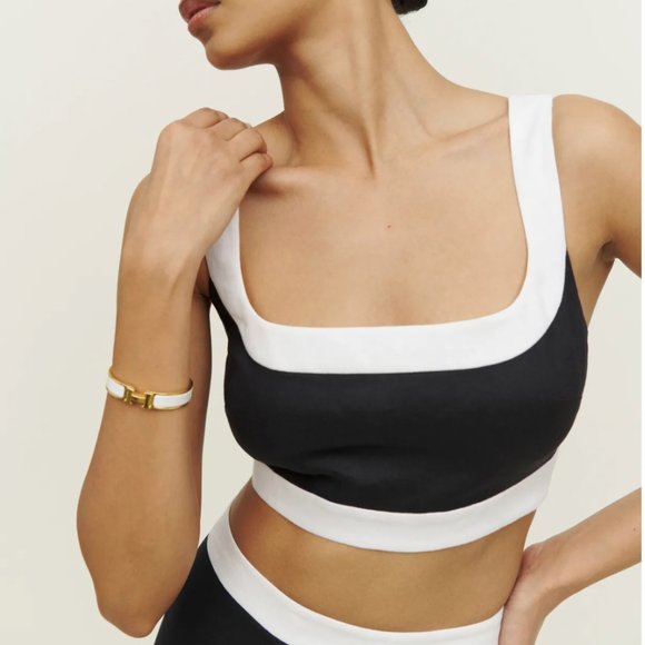 Reformation Robbie Linen Two Piece - Blk/Wht - Picture 10 of 11